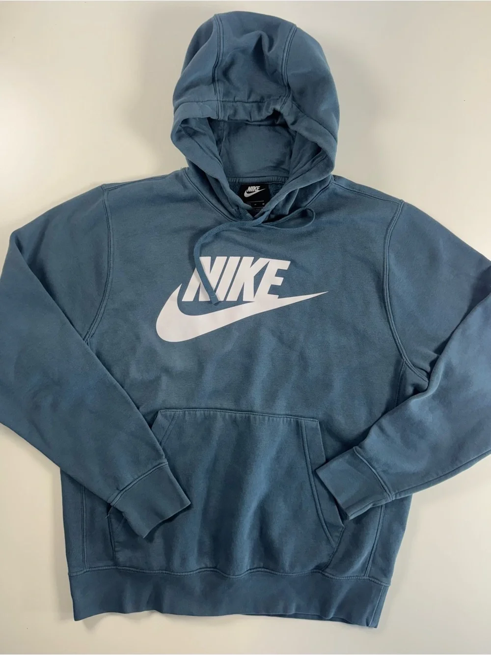 Nike Men's Dusty Blue Pullover Hoodie with White Logo